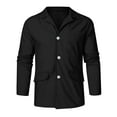 thumbnail image 4 of eileial Men's Slim Fitting Linen Jacket Cotton Lightweight Button Blazer Casual Sport Button-Down Coat Lightweight Work Shacket,Black XXXL, 4 of 4