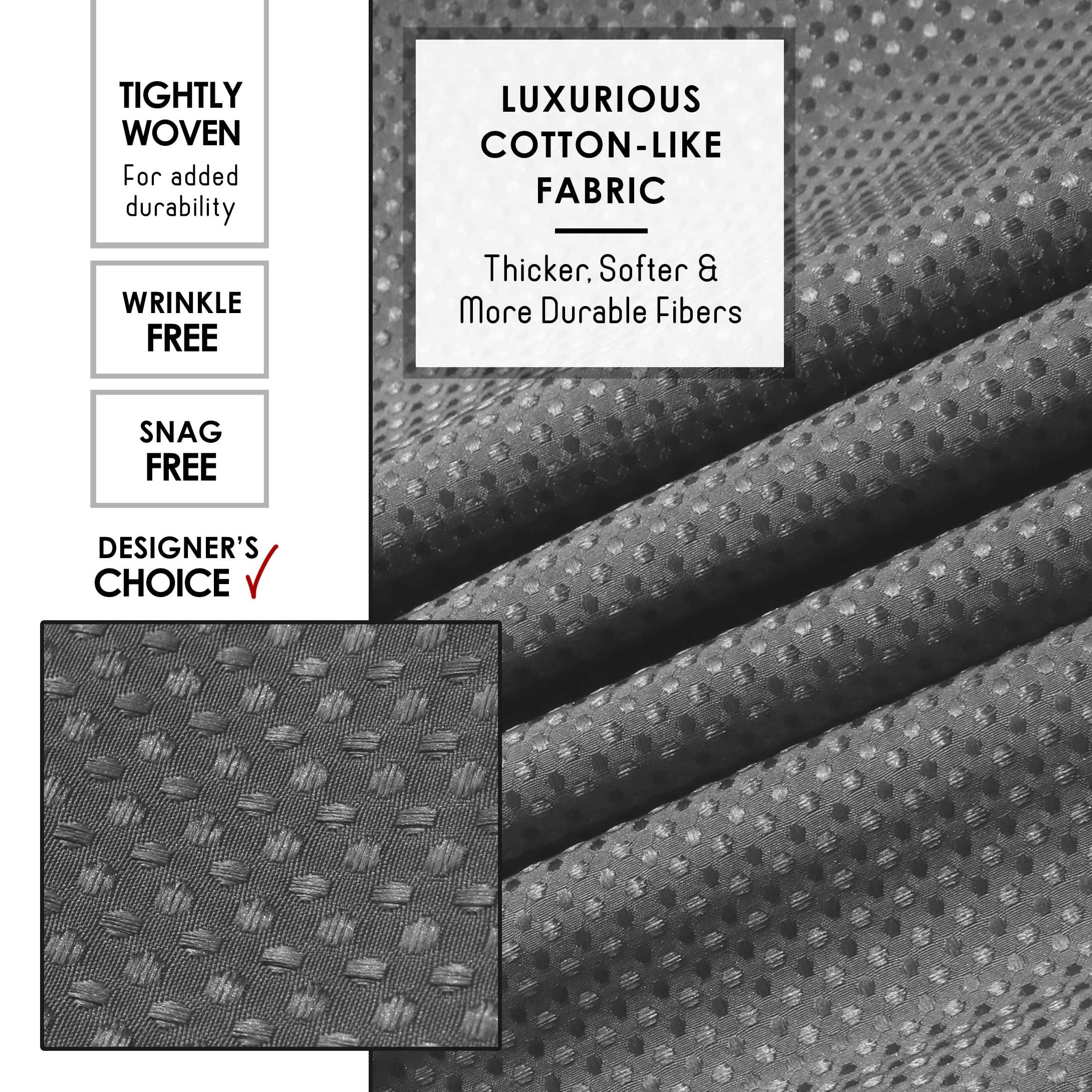 (2 pack) LammaLoe Gray Shower Curtains, Waffle Weave Heavy Duty Fabric Shower Curtain, 72” x 72" Hotel Luxury 256 GSM Bathroom Curtains