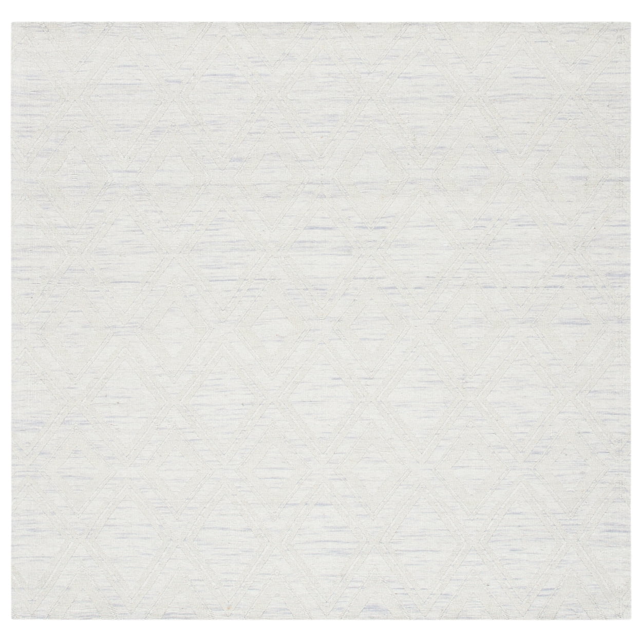 SAFAVIEH Marbella Alicia Geometric Diamonds Wool Area Rug, Silver/Ivory, 6' x 6' Round