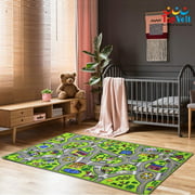ToyVelt Kids Carpet Playmat Car Rug, City Life Educational Road Traffic Carpet Multi Color Play Mat - Large 60” x 32” Best Kids Rugs for Playroom & Kid Bedroom, for Ages 3-12 Years Old