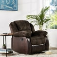thumbnail image 3 of Nathaniel Home Manual Single Recliner Chair, PU Leather Upholstered Couch Sofa, Tufted Reclining Sofa, Plush Scoop Theater Seating, Lounge Chair for Living Room, Brown, 3 of 7