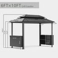 thumbnail image 2 of Domi 6' x 10' Hardtop Grill Gazebo, Outdoor BBQ Canopy with Galvanized Steel Double Roof, 2 Double-Layer Storage Cabinets, Ceiling Hooks,Permanent Metal Patio Gazebo for Backyard & Garden, Grey, 2 of 8