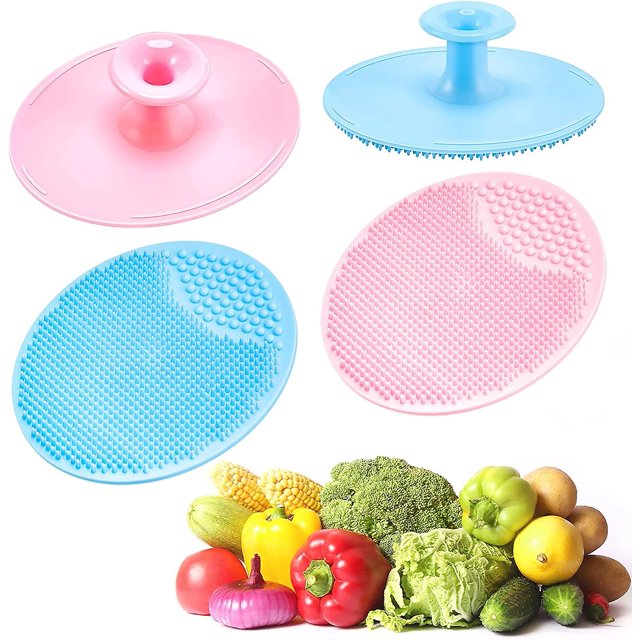 Cepillo vegetal de 4 piezas, depuradores vegetales de silicona, limpiador de frutas y verduras, removedor de seda de maíz, cepillo de depurador de patata, cepillo de silicona compatible con Cor Afortunado Sencillez