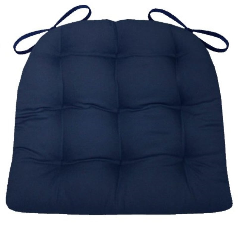 Products Dining Chair Pad with Ties Navy Blue Cotton Duck
