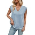 thumbnail image 2 of Womens V Neck Sweater Vest Oversized Ribbed Knit Sleeveless Casual Loose Fit Pullover Tank Top Sky Blue L, 2 of 9