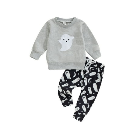 

Caitzr Toddler Baby Girl Halloween Outfit Long Sleeve Cute Print Sweatshirt Shirt Tops + Pants Fall Winter Clothes Set
