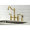 thumbnail image 3 of Kingston Brass KS1277ALBS Heritage Bridge Kitchen Faucet with Brass Sprayer, Brushed Brass, 3 of 5