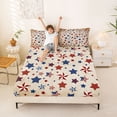 thumbnail image 3 of Manfei Vintage Star Bed Sheets, American Flag Full Size Sheets, Red White Blue, Gray Reversible 4 Pieces (1 Flat Sheet, 1 Fitted Sheet and 2 Pillowcases), 3 of 6