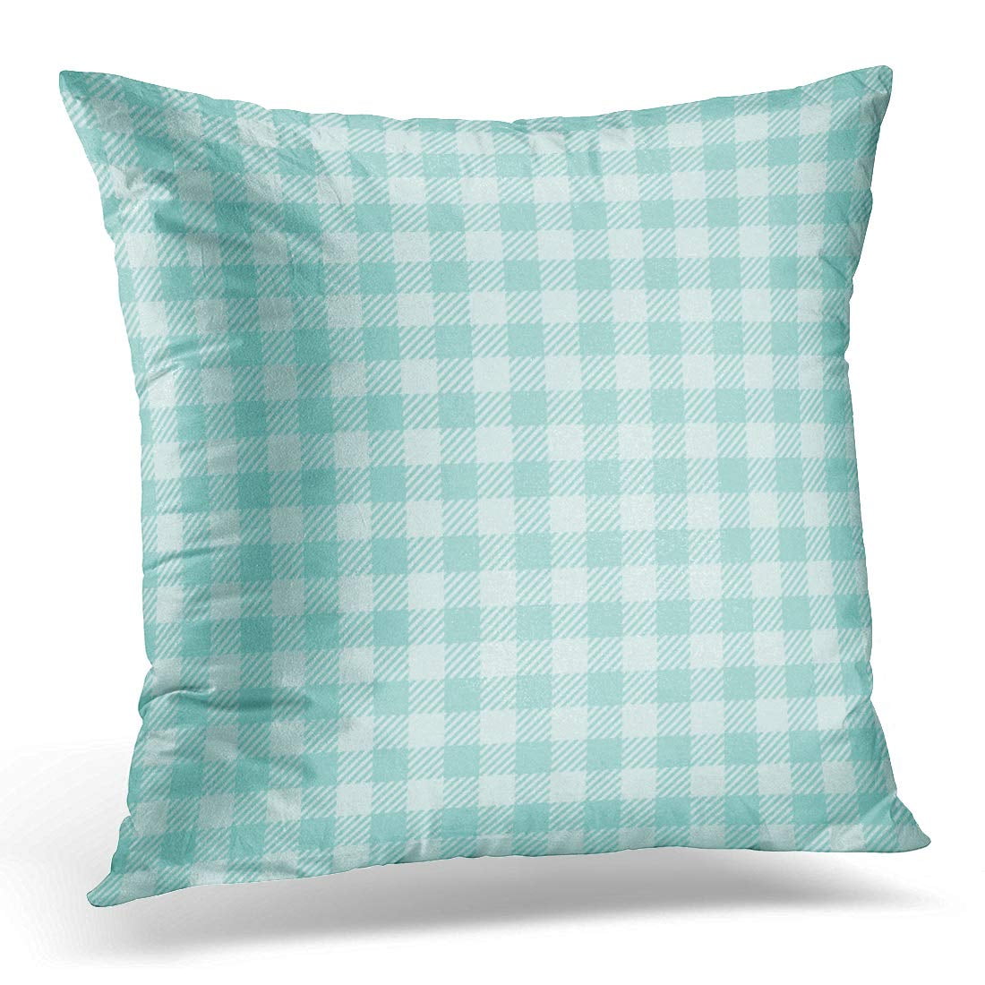 BOSDECO Abstract Green Gingham Pattern Checkered Pillowcase Pillow