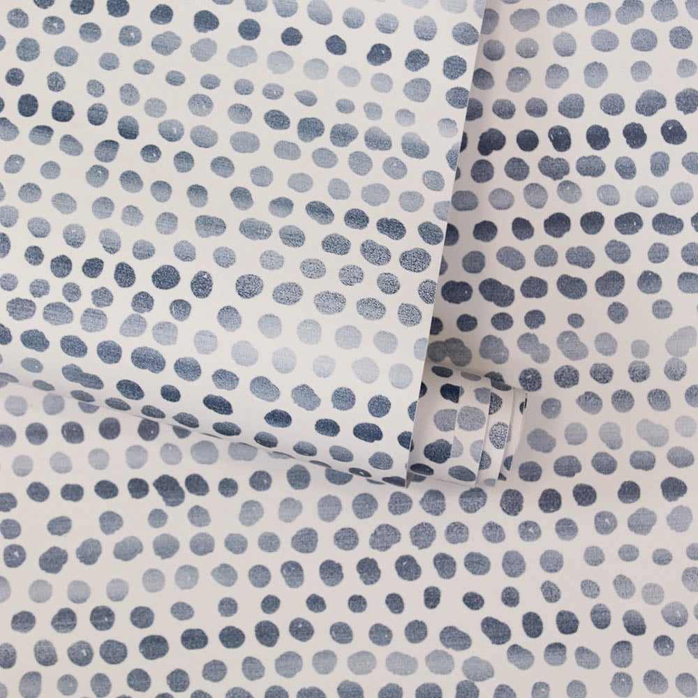 Tempaper Moire Dots Blue Moon Peel and Stick Wallpaper, 20.5" x 9'