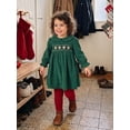 thumbnail image 4 of Cjfdfy Toddler Baby Girl Christmas Dress Embroidery Corduroy Smocked Collar Long Sleeve a-line Dresses Little Baby Cute My First Christmas Fall Winter Outfits 6M-4Y, 4 of 9