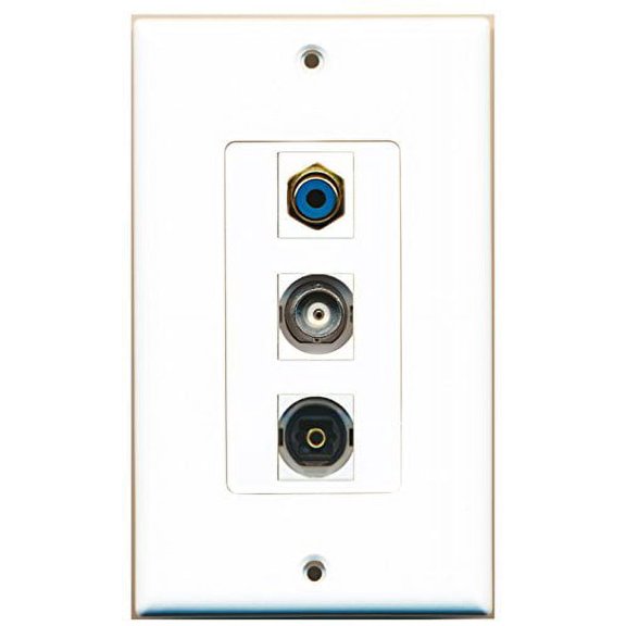 RiteAV - 1 Port RCA Blue and 1 Port Toslink and 1 Port BNC Decorative Wall Plate Decorative