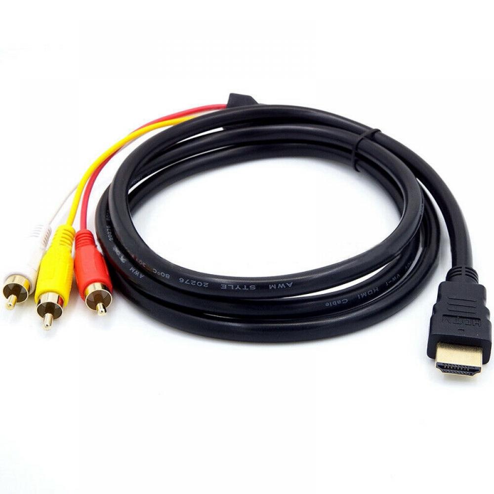 Prettyui Audio Video Rca Cable-Game Console Component Accessories Connection Av Cable Suitable For Ps1 Ps2 Ps3 Game Console 2.5m 5.08 Cm - image 1 of 6