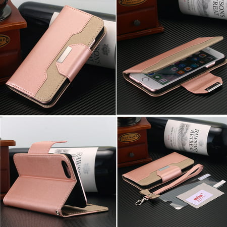Luxury Genuine Leather Flip Wallet Phone Case Cover for iPhone 7 (Best Leather Phone Cases)