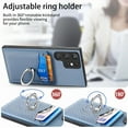 thumbnail image 5 of Cards Holder Wallet Case for Apple Samsung Galaxy Note 10+, PU Leather Slim Fit Shell Vintage Cards Slots Ring Holder Stand Easy Grip Phone Case for Samsung Galaxy Note 10+, Blue, 5 of 7