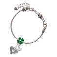 thumbnail image 2 of Delight Jewelry Antiqued Reptile Print Open Heart - Good Luck Green Four Leaf Clover Charm Bead Dangle with Mini 2025, 2 of 4