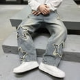 thumbnail image 4 of kpoplk Boys Cargo Jeans, Casual Elastic Waist Denim Pants Baggy Wide Leg Trousers with Pockets(Blue,10-11 Y), 4 of 6