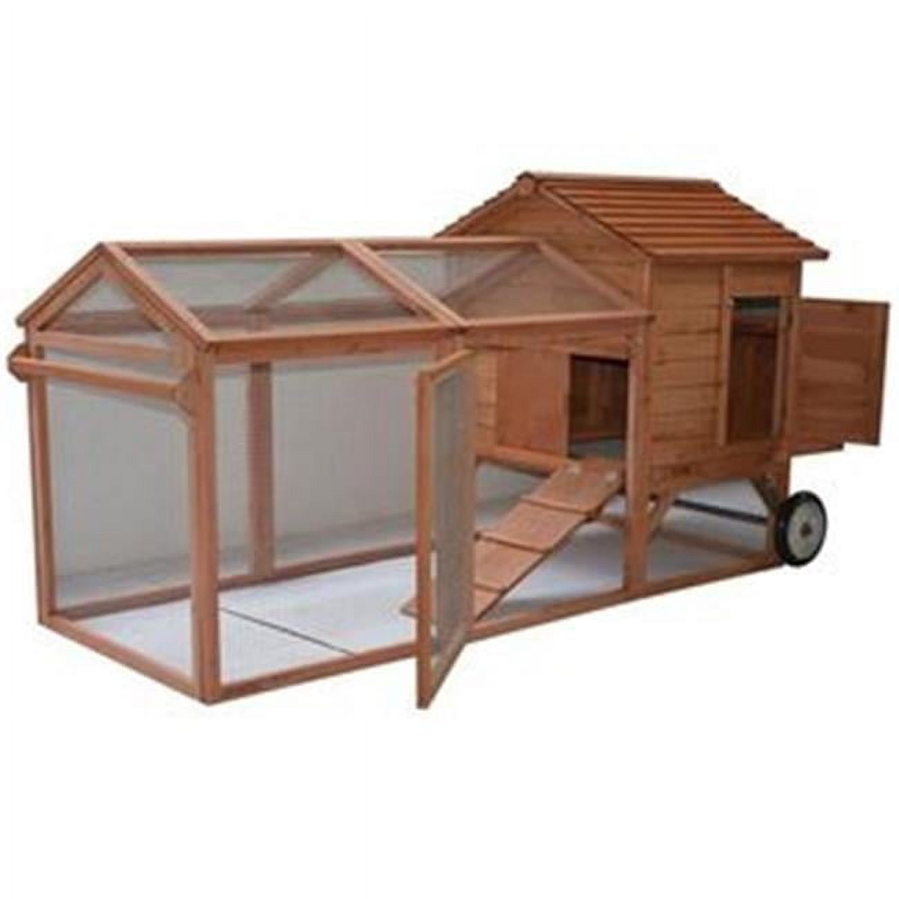 PawHut 96.5" Chicken Tractor, Large Wooden Chicken Coop, Yellow