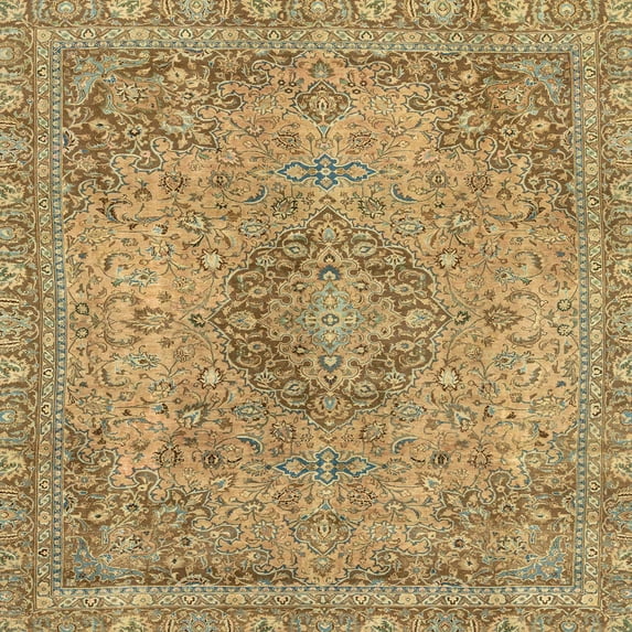 Ahgly Company Indoor Square Abstract Light Brown Abstract Area Rugs, 5' Square