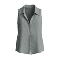 thumbnail image 6 of Lcziwo Women's Cotton Linen Shirts Collared Button Down V Neck Tank Tops Gauze Casual Loose Fit Dressy Blouses Gray,L, 6 of 6