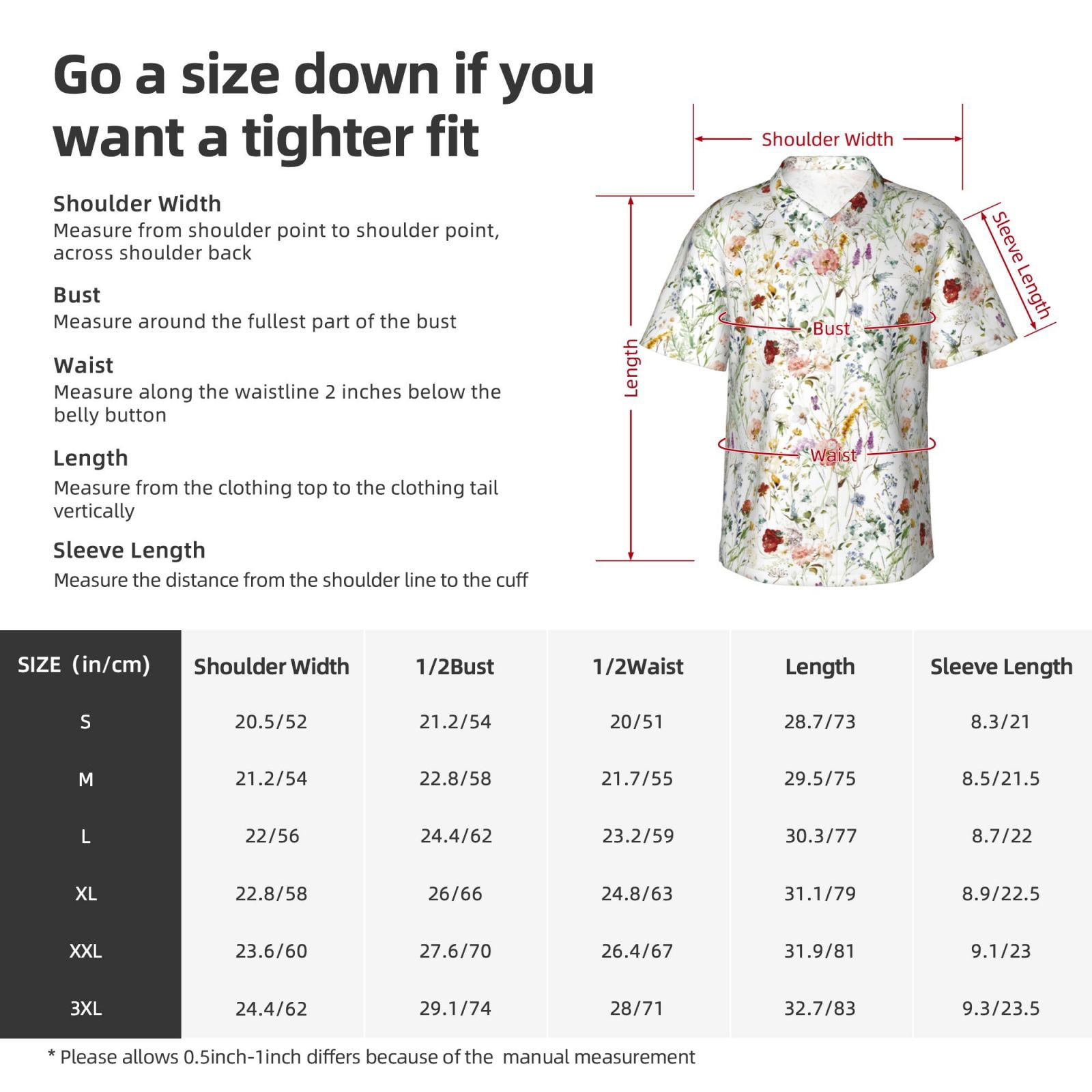 Logiee Wildflower Watercolor Print Mens Hawaiian Shirts,Loose-Fit Short Sleeve Button Down Tropical Aloha Beach Shirt,Summer Vacation Wedding Tops,3X-Large