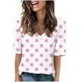 thumbnail image 2 of CLOISE Summer Blouses for Women Under $10.00 Plus Size Short Sleeve Tee Loose Casual Shirts Fashion Elegant Breathable V Neck Tops Print Comfortable Tunic T Shirts Pink M, 2 of 4