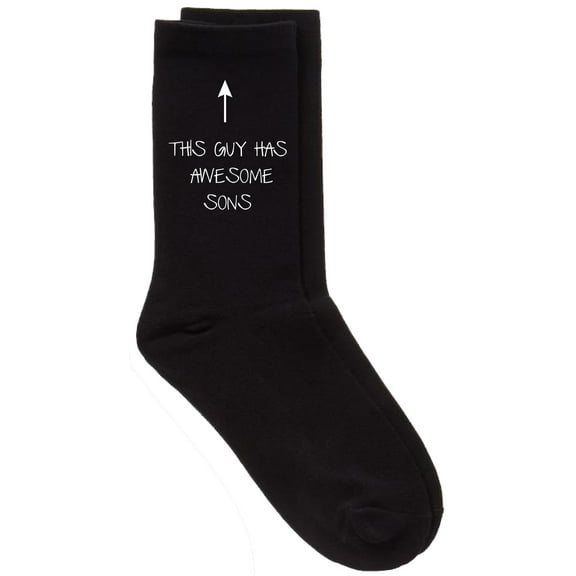 Mens This Guy Has Awesome Sons Black Calf Socks Fathers Day Dad Gift