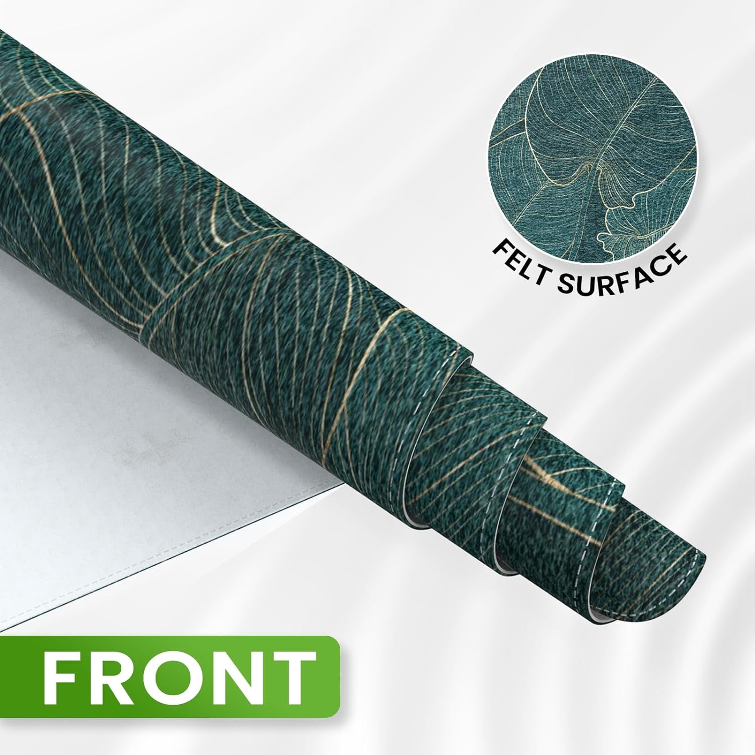 Felt Desk Mat, XXL Large Mouse Pad Desk Pad, Gaming Mousepad, Non-Slip Base, No Any Smell Desk Protector Cover Mat for Computer Keyboard Work Game Office Home-Green Leaf