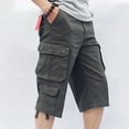 Aimik Hanes Cargo Work Shorts Men's 3/4 Capri Shorts Below Knee Cotton