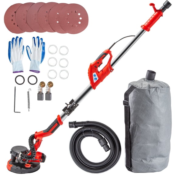 CCY Drywall Sander 850W Electric, Electric Sander Variable Speed 800-1750RPM, Drywall Sander Foldable Sheetrock Sander, with Telescope Handle, Vacuum Bag Drywall Sanders 6 Sand Pads