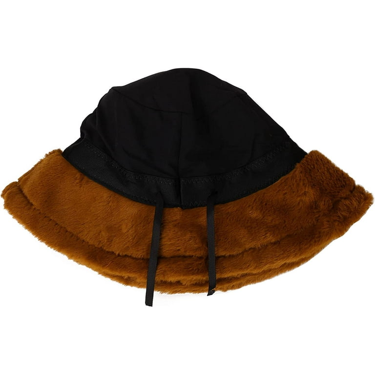Winter Fluffy Bucket Hat for Women's Faux Fur Fishman Cap Warm