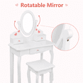 thumbnail image 6 of Zimtown Kids Vanity Princess Dressing Table and Stool Set with Mirror,White, 6 of 8