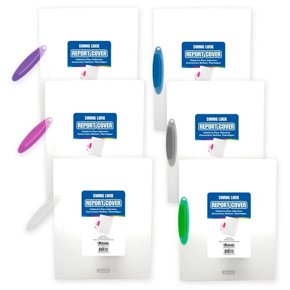 BAZIC FIle Folder Report Cover w/ Swing Lock, Plastic Translucent, 6-Pack