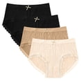 thumbnail image 1 of GigrtiJin Womens Mid Rise Ribbed Underwear Multipack Seamless Lace Panties With Bow Ribbon Breathable Underpants 4 Pack, 1 of 2