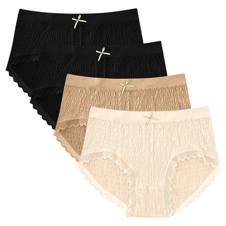 Levmjia Women Underwear Mid Rise Bubble Lace Panties Soft Breathable No Show Invisible Seamless Comfortable Ladies Panty 6 Pack Sexy Cotton Underwear For Daily