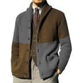 thumbnail image 1 of MAWCLOS Cardigan Ouvert pour Hommes, Chandail à Manches Longues, Chandails Tricotés d'Extérieur, Cardigans à Blocs de Couleur, Gris m, 1 of 6