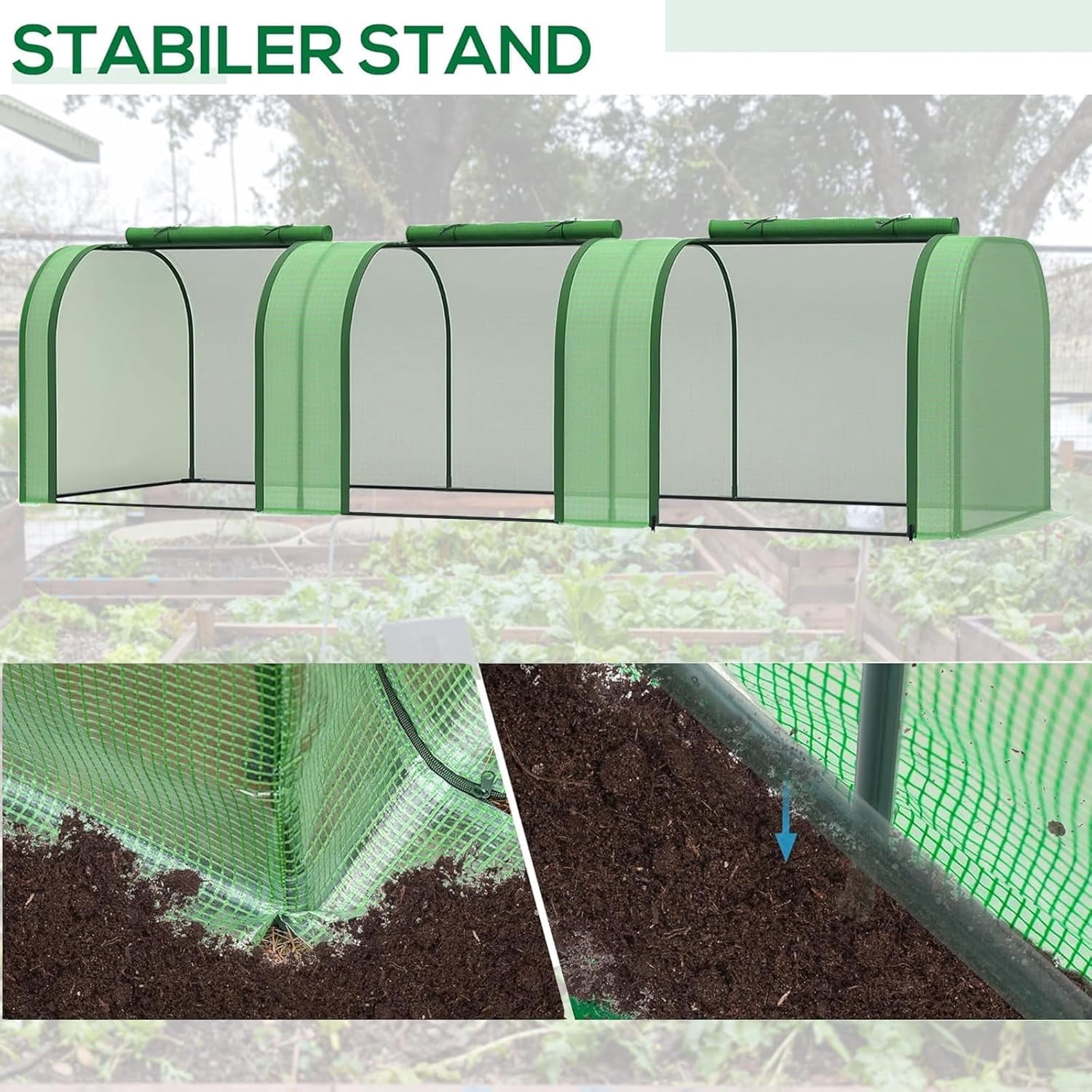 Garvee Mini Greenhouse 116.93 x 39.37 x 31.5 inch, PE Cover with Roll-up Zipper Door, Green