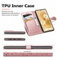 thumbnail image 5 of for Google Pixel 8 Case, Premium PU Leather Wallet Case [Cat & Dog & Flowers Embossed] Card Slots Kickstand Magnetic Closure Flip Case Cover for Google Pixel 8, Rosegold, 5 of 11
