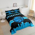 thumbnail image 4 of Erosebridal Sport Twin Bedding Sets Basketball Comforter Set, Game Gaming Down Comforter Black Blue Bed Set Lightweight 2pcs, 4 of 5