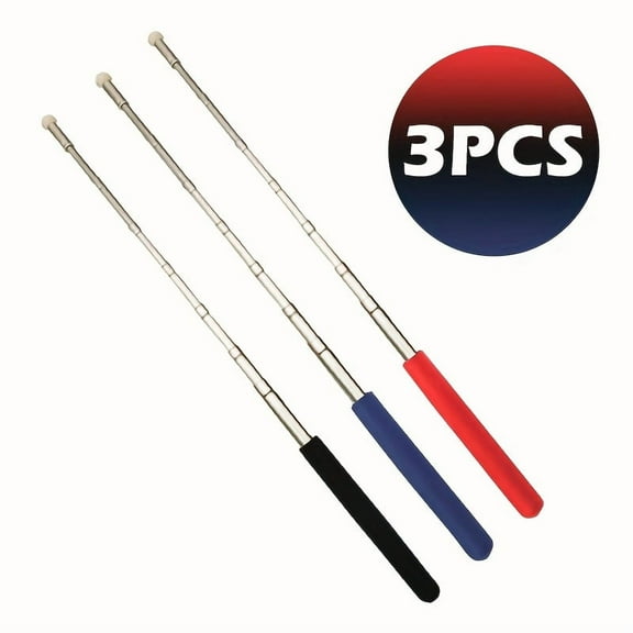 3PCS Telescoping Teacher Pointer Stick 39IN/100CM - Extendable & Retractable Classroom Presentation Tool with Lanyard, Click Stick Pointer for Whiteboard, Teaching Pointing Stick (MULTIPLE)