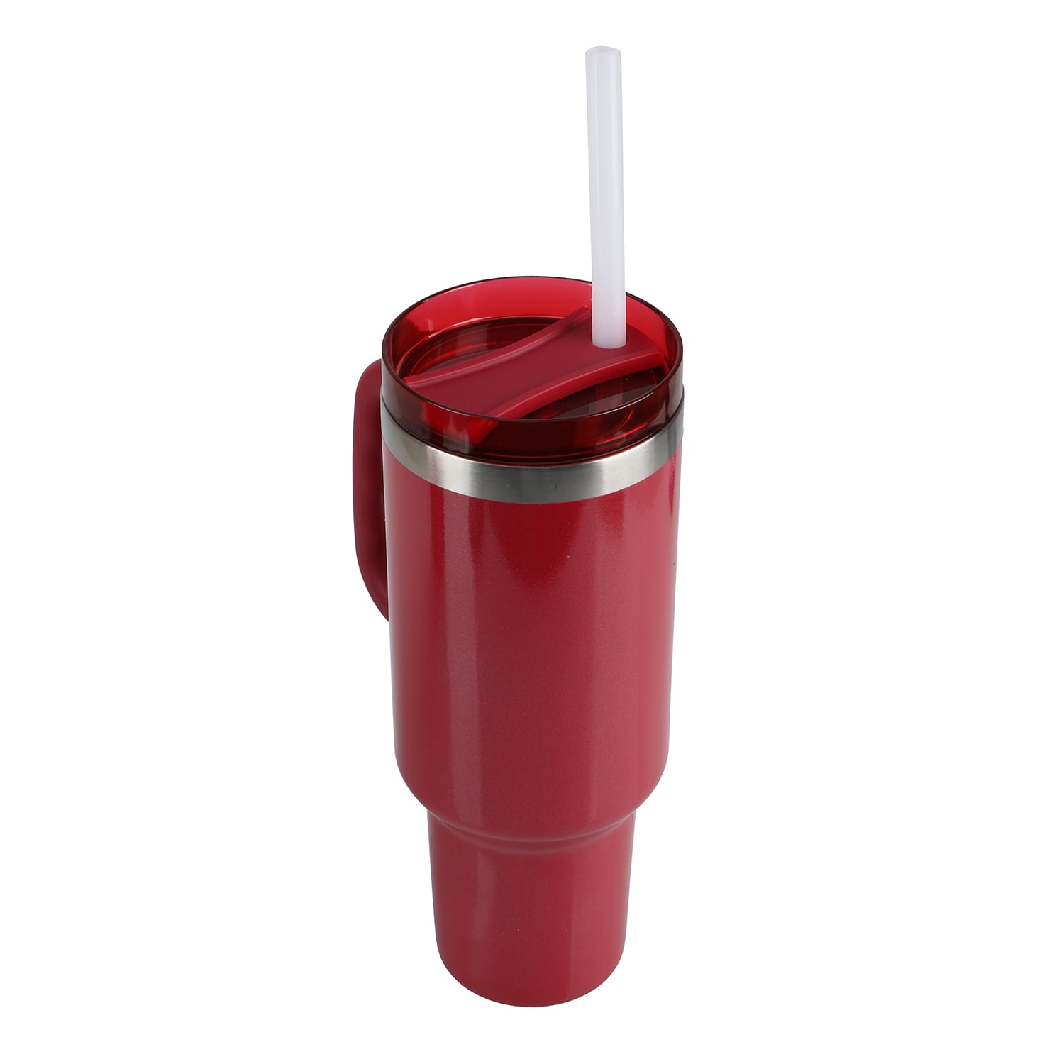 Ozark Trail 40 oz Insulated Tumbler with Straw Lid, Red Shimmer