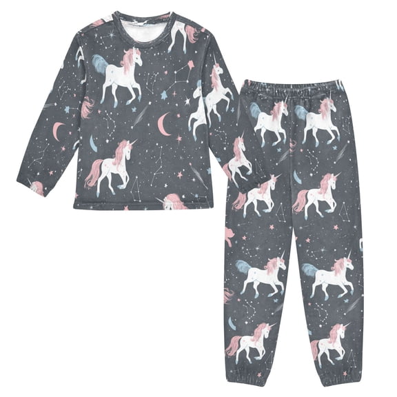 Fluffy Pajamas Set Fuzzy Winter Warm Pj Sets Pullover Tops and Long Pants Unicorns and Stars X-Small