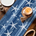 thumbnail image 3 of Navy Blue Coastal Table Runner 60 Inches, Summer Ocean Waves Ombre Sea Starfish Bed Runner Dresser Scarves Tabletop for Indoor Outdoor Parties/Ceremony/Banquet, 13" x 60", 3 of 9