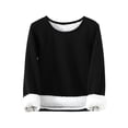 thumbnail image 4 of Sakmal Long Sleeve Womens Pajama Tops Fleece Fuzzy Pullover Loungewear Black Crew Neck Loungewear for Women L, 4 of 5