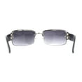 thumbnail image 4 of Luxury 90s' Rimless Thin Metal Rectangular Fashion Sunglasses Silver Black Smoke, 4 of 4