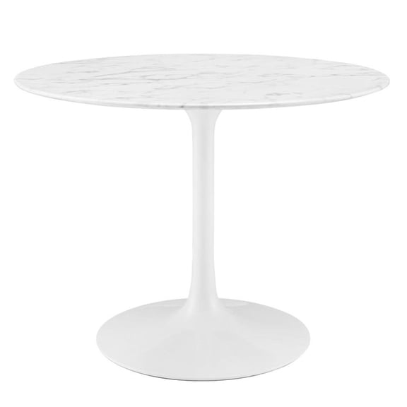 Bowery Hill 39.5" Round Artificial Marble Dining Table in White
