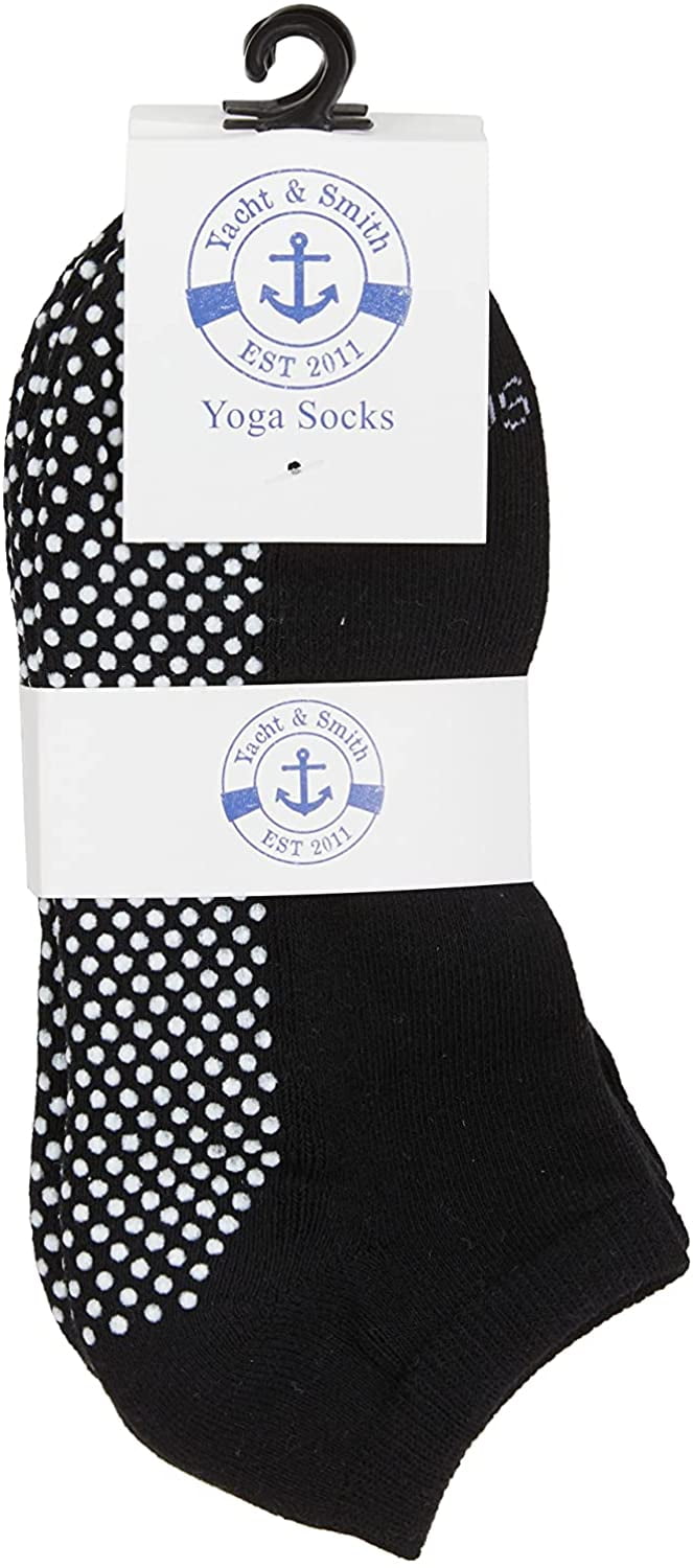 Yacht & Smith Women's Non Slip No-Skid Socks with Grips, 97% Cotton, For Hospital, Yoga, Pilates, Barre, Grippy Ankle Sock