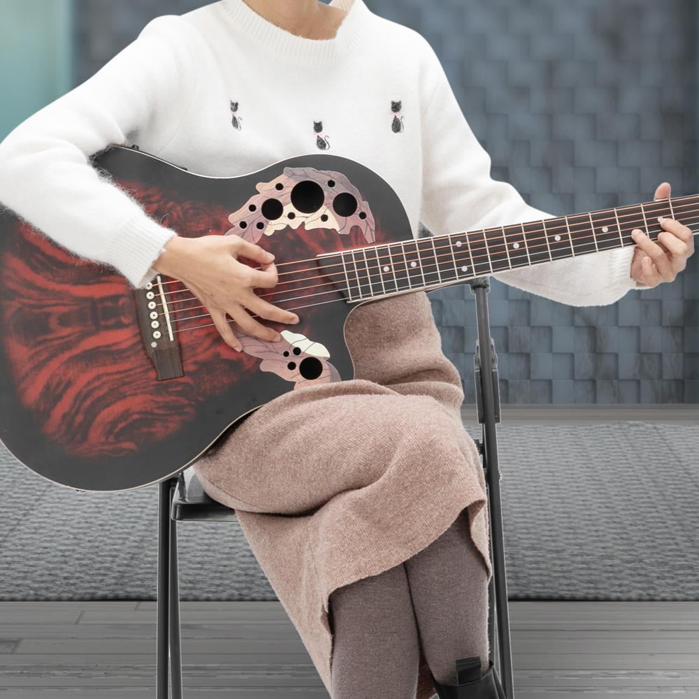Glarry 41 Inch Full-Size Cutaway Acoustic-Electric Guitar Round Back, Sunset Red