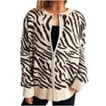 thumbnail image 2 of Weiqiqre Women's Sweaters Striped Cardigan Open Front Color Block Button Down Knit Sweater Fall Cropped Coat, 2 of 5