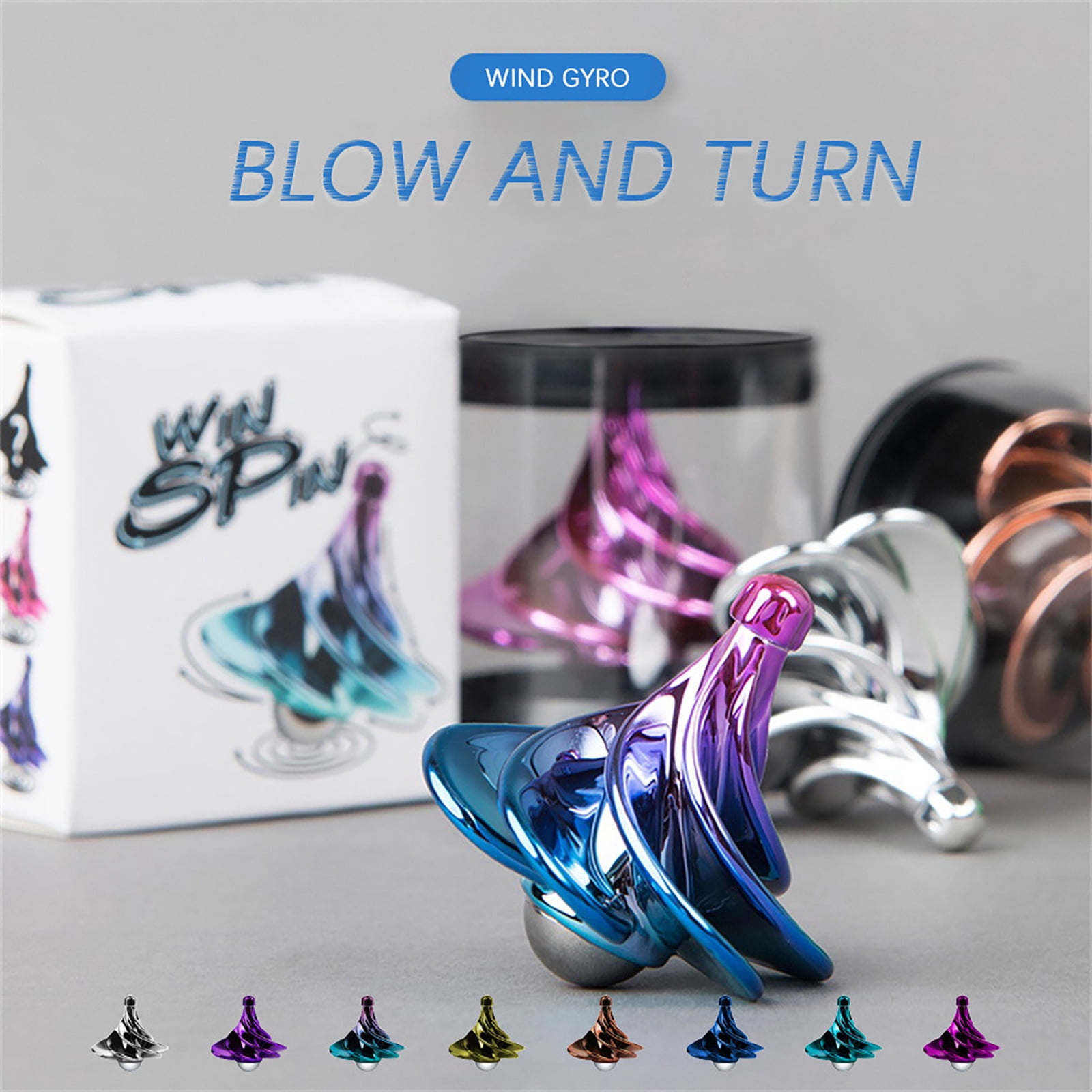 Fufafayo 8Pcs Fidget SpinnerToyDeskToyfor Adults andKids, Wind Powered Spinning Top, Kinetic Fingertip Gyro for Stress Relief, Focus and Anxiety, Sensory FidgetToyfor Office Desk Classroom Home